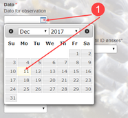 Vælg dato for observation via kalenderen. 